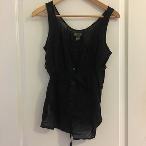 Anthropologie black tank with tie